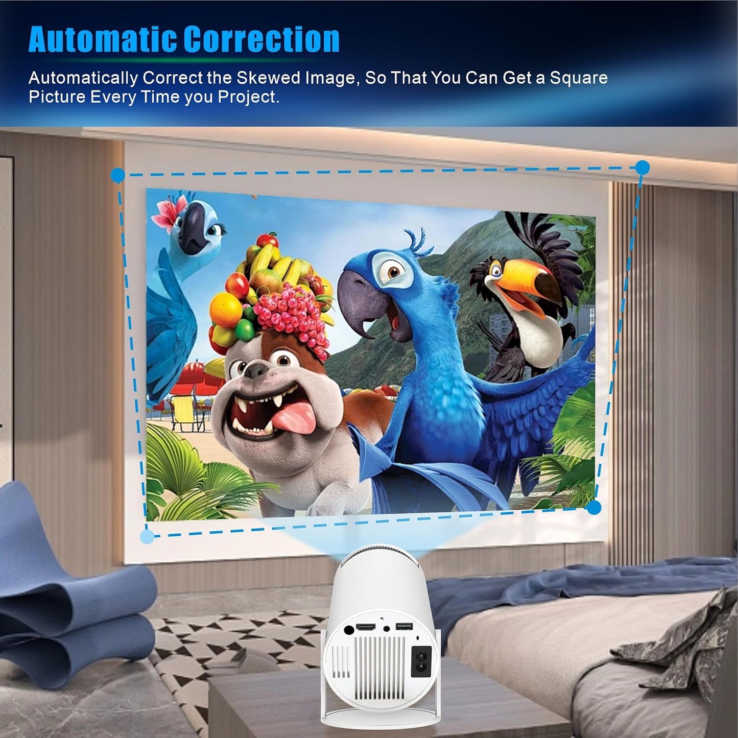 Mini Portable Projector 4K WiFi 6 BT 5.2 Upgraded Portable Projector Full HD Supported for Phone /PC /TV /HDMI /PS5 /Laptop Auto Keystone Home Theater 180° Rotation [Built-in App]